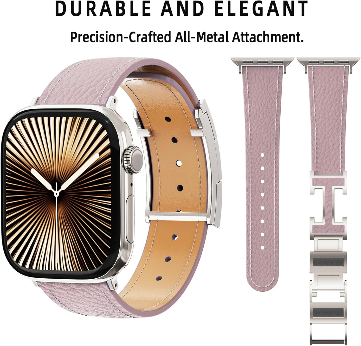 Detalle de Leather Watch Band with Magnetic Buckle for Apple Watch Ultra – Rugged, Durable Leather Strap