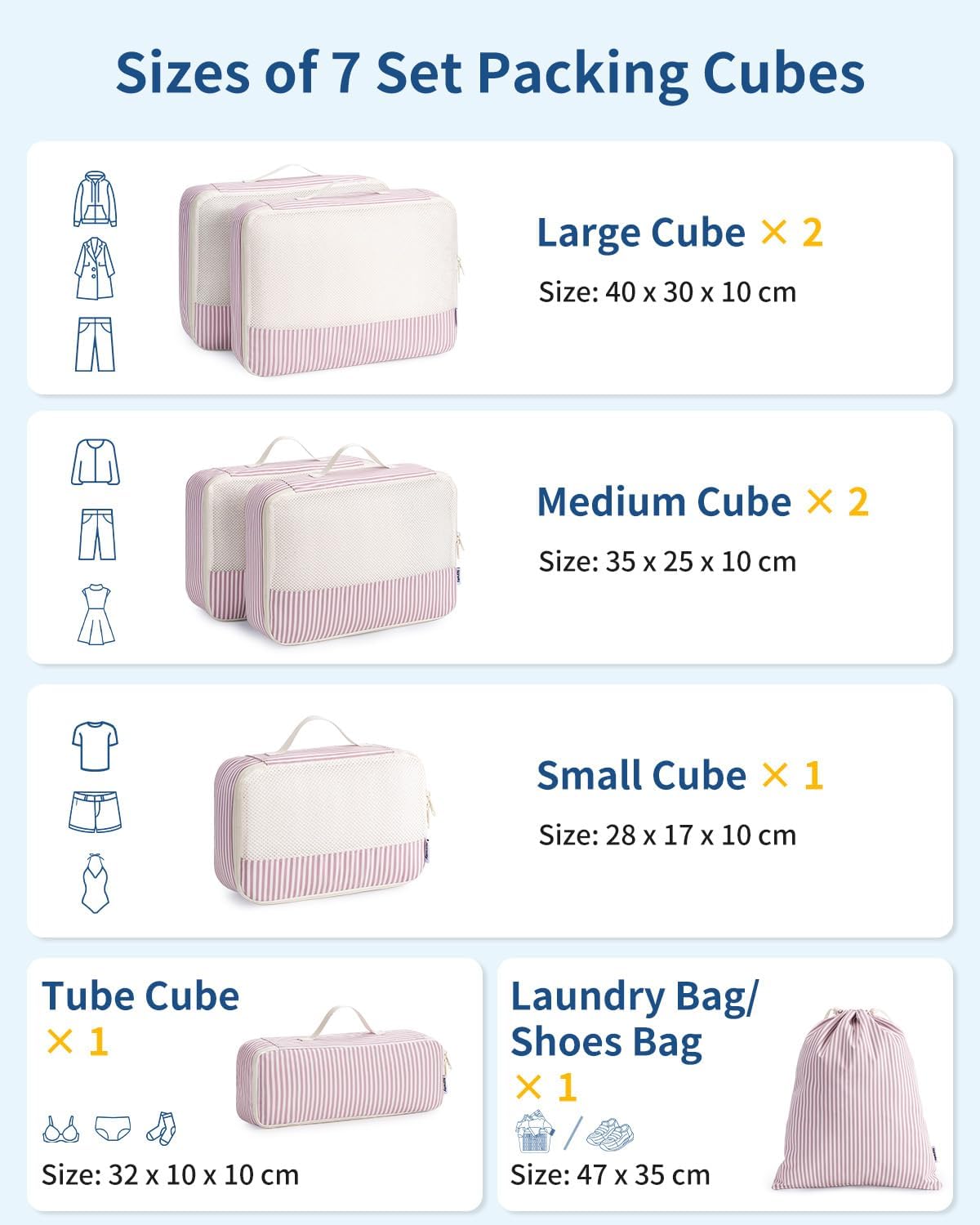Thumbnail 1 de Narwey 7‑Piece Packing Cubes Set for Suitcases and Backpacks