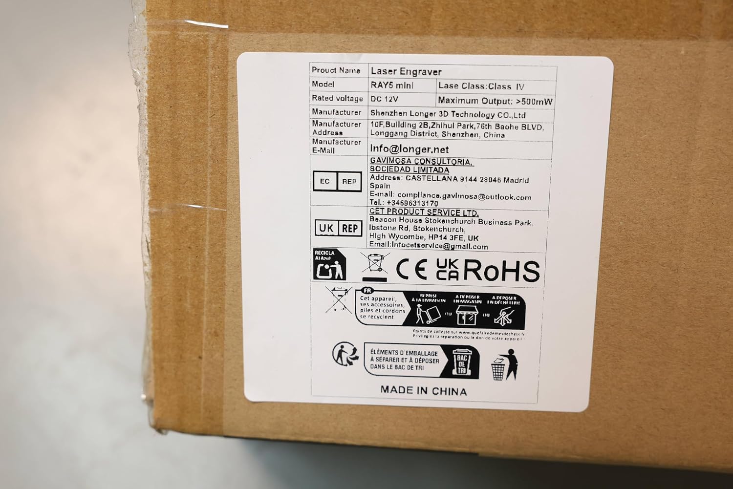 Detalle 2 de LONGER RAY5 Mini grabador láser 3,5 W
