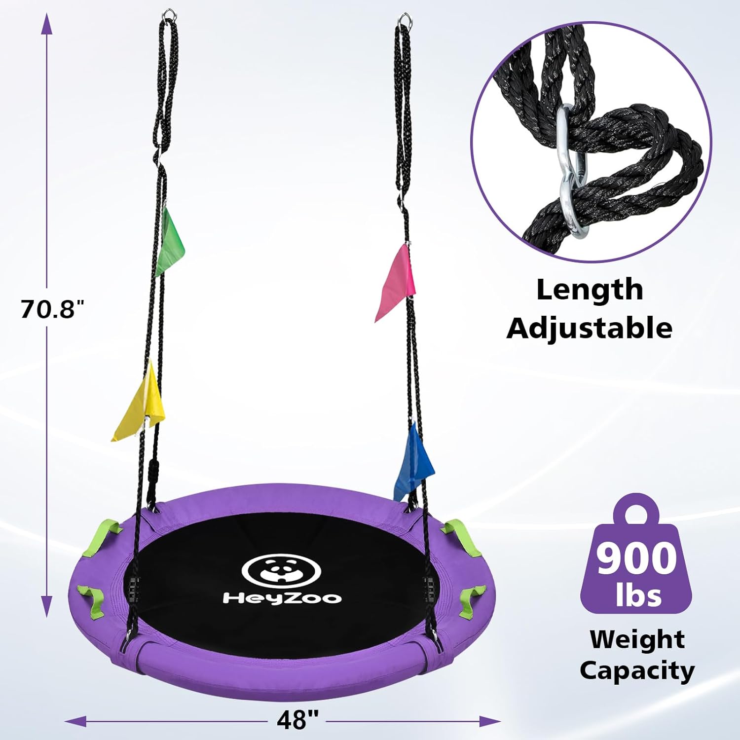 Thumbnail 4 de Heyzoo 48-Inch Tree Swing: Large Saucer Flying Swing for the Whole Family