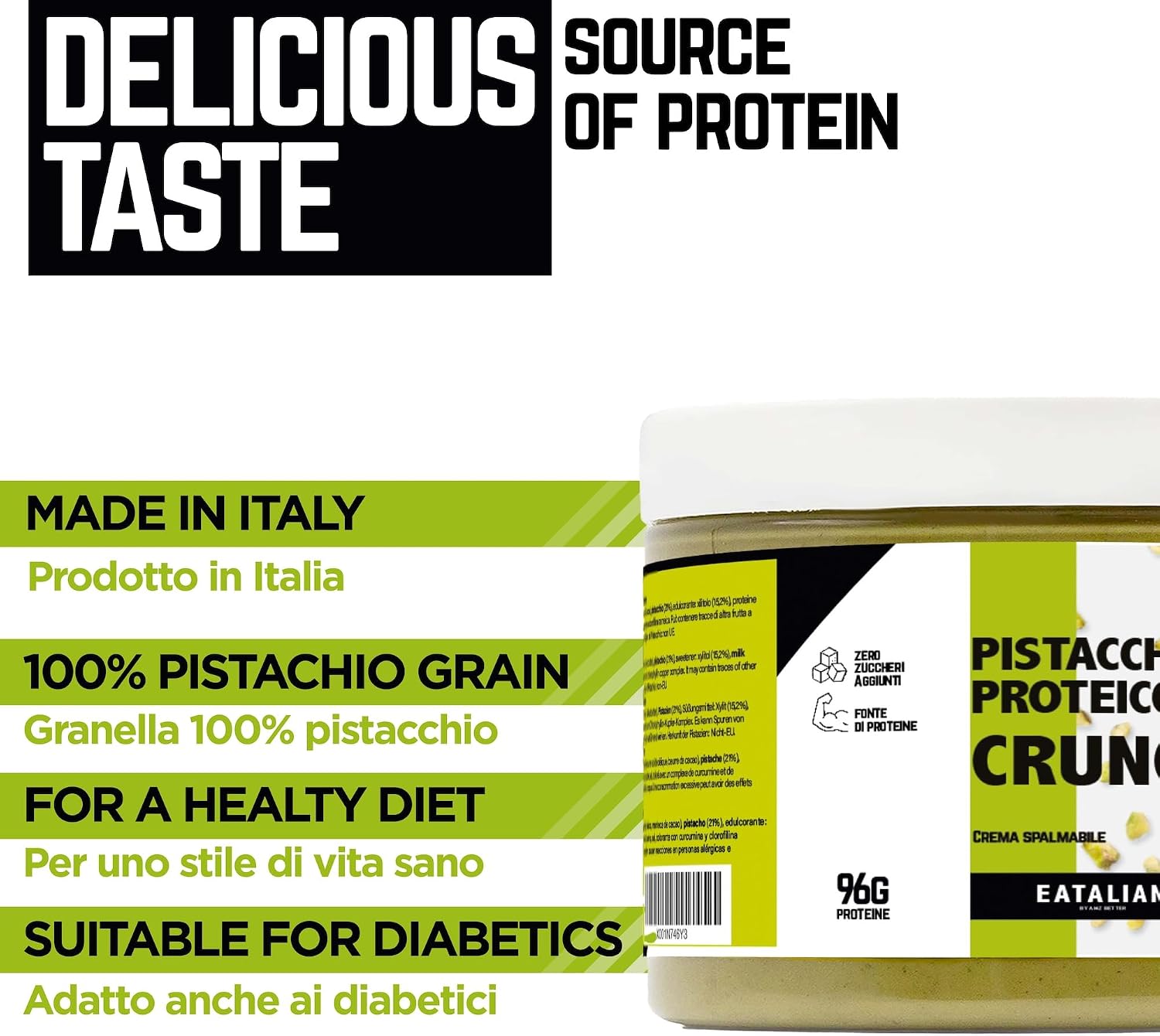 Detalle 2 de EATALIAN by AMZ BETTER Crema Proteica Pistacho Crunchy 🥜