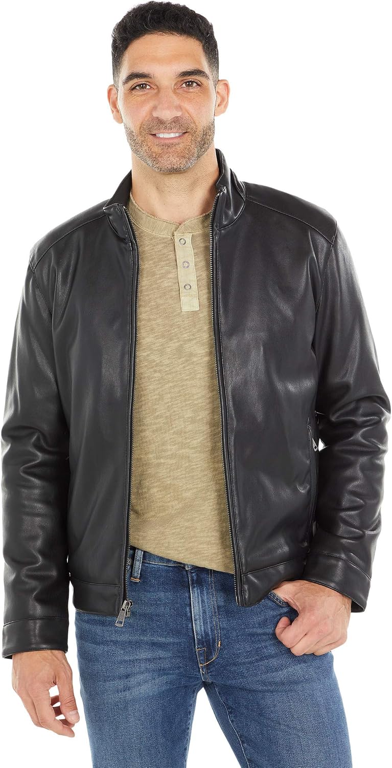 Detalle de Cole Haan Signature Zip Front Faux Leather Jacket