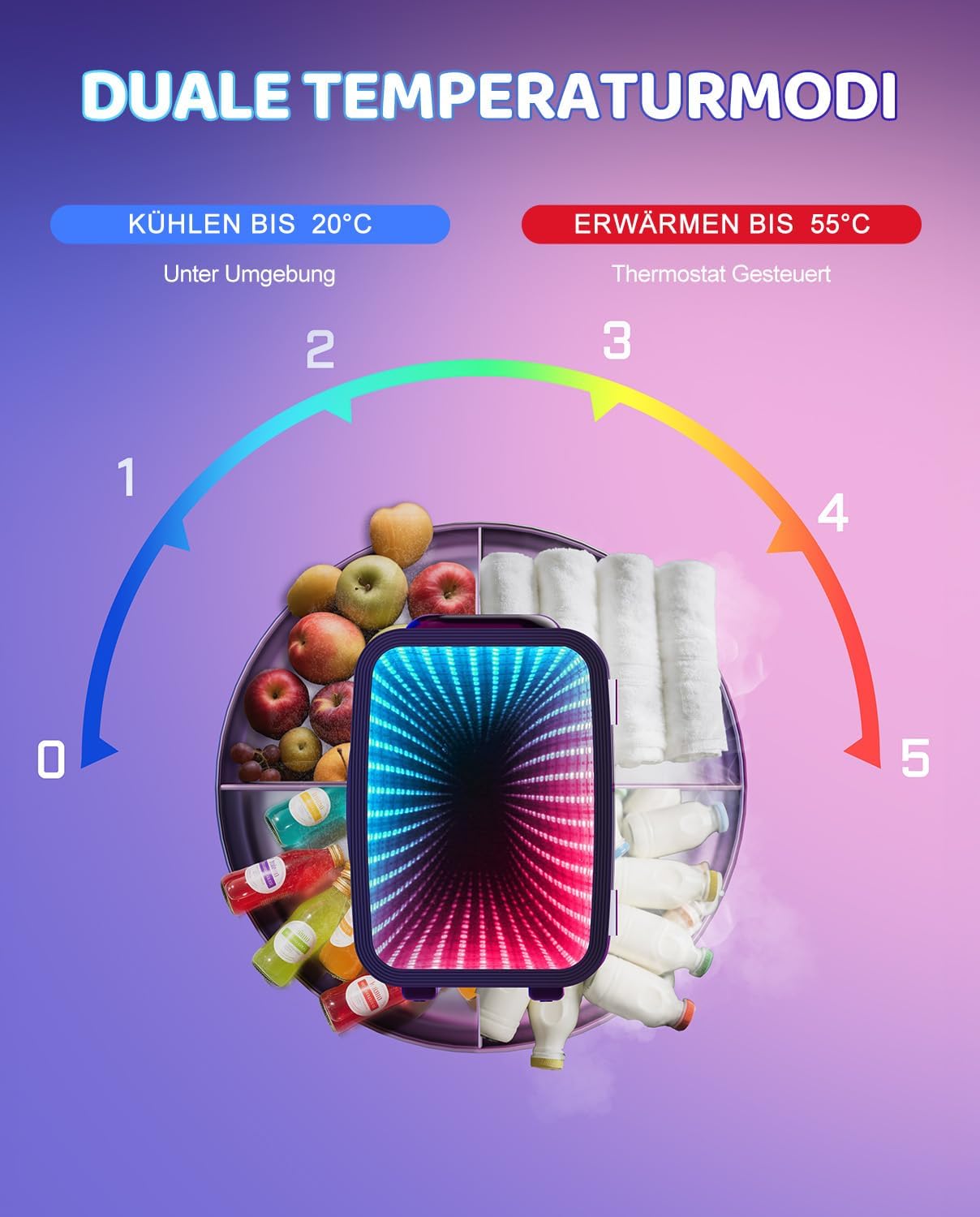 Thumbnail 3 de LIGIANT MF01C Mini Kühlschrank MF01C mit 7 Lichtmodi, Blink-Effekt und Kühl-/Warmfunktion (4 l, 6 Dosen)