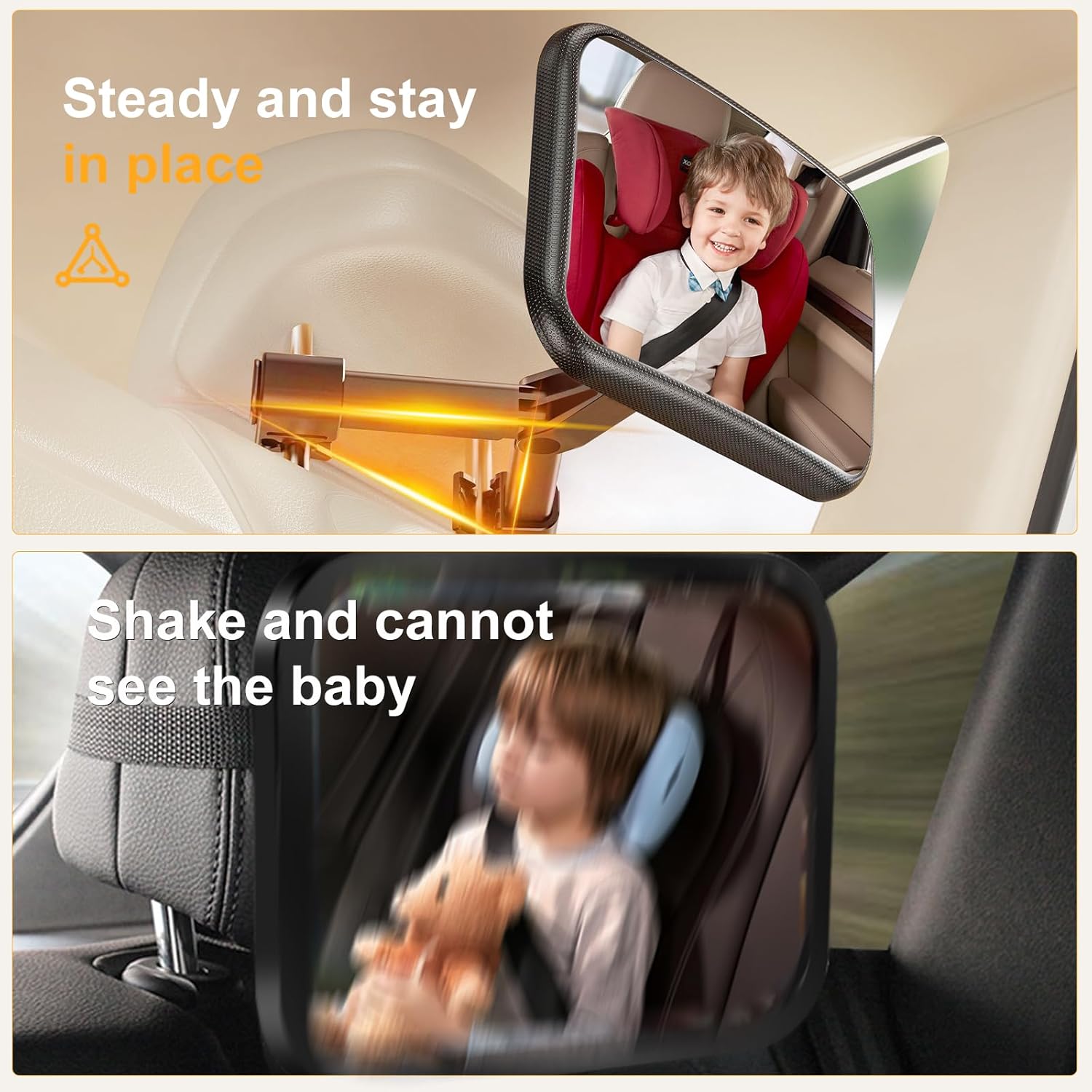 Thumbnail 1 de Rétroviseur voiture bébé YOVKOK 360° avec clip à crochet stable (noir ou gris)