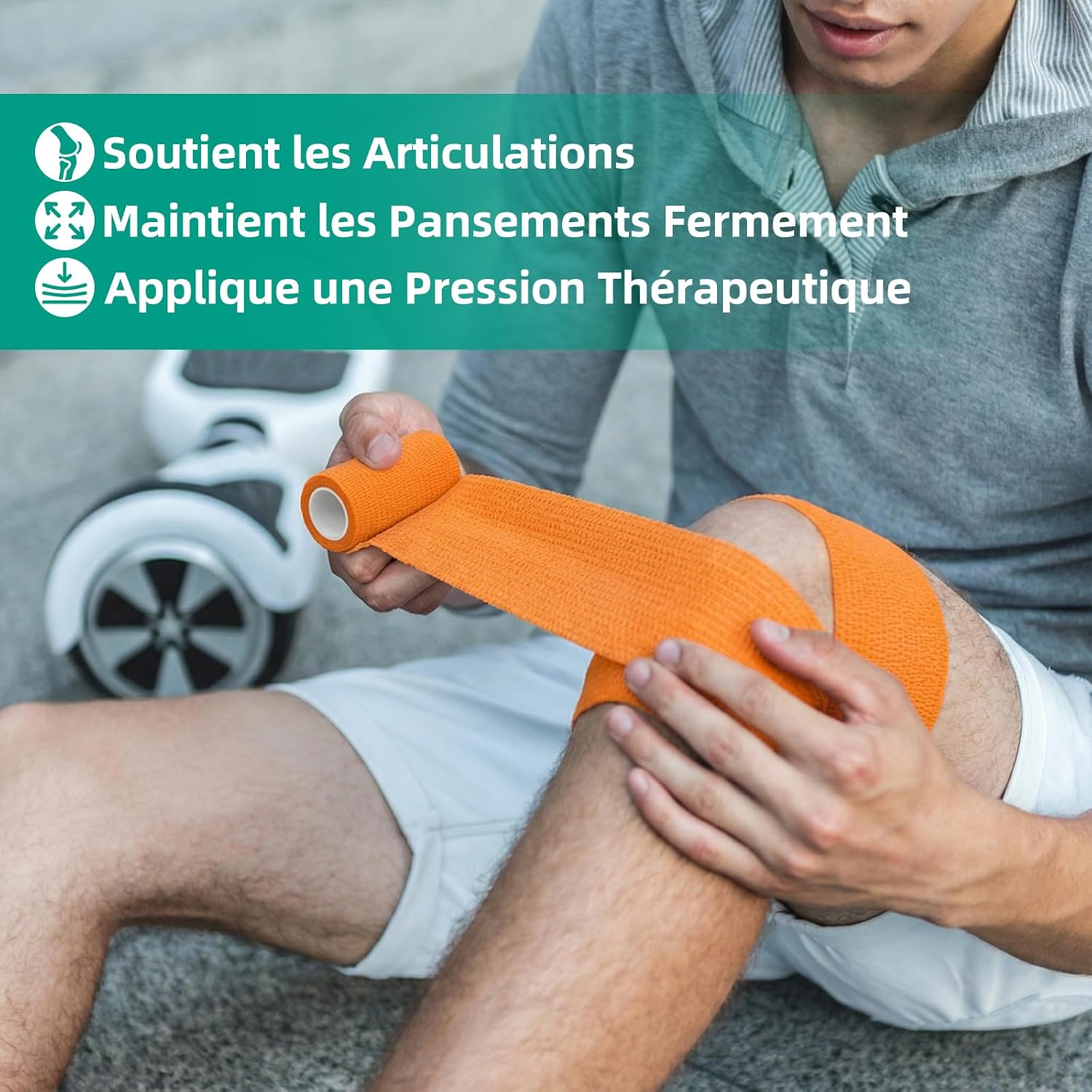 Detalle 2 de HONYAO Bandage Autoadhésif 10 Rouleaux – Bande Cohesive 7,5 cm x 4,5 m