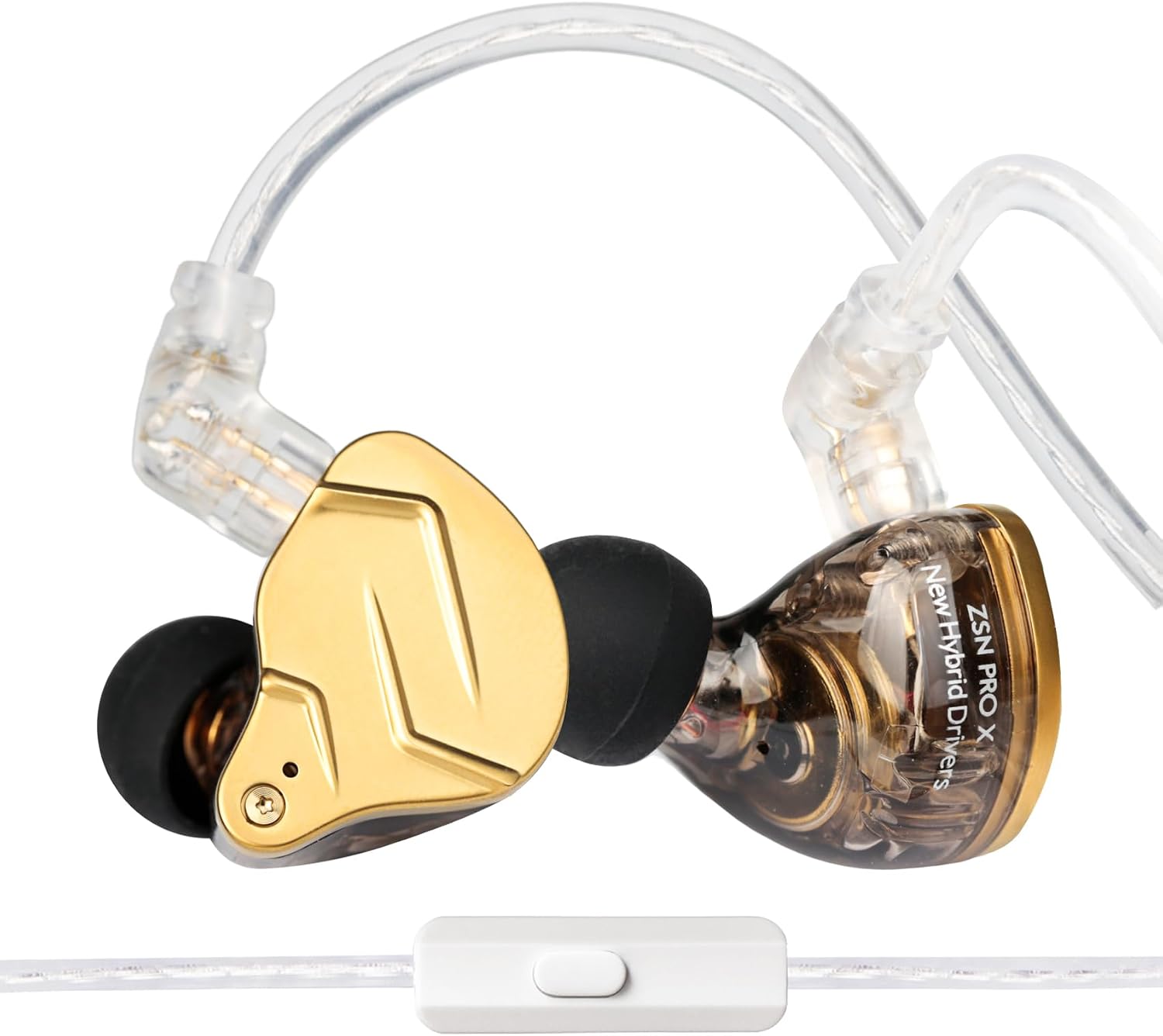 Detalle de KZ ZSN Pro X HiFi In-Ear Earphones with 1BA 1DD Drivers, Detachable Cable and Mic (Gold, with Mic)