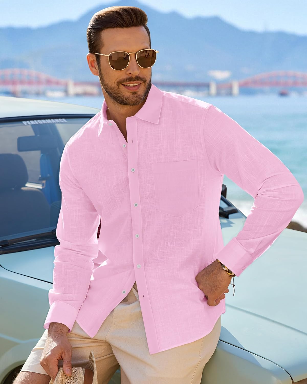 Thumbnail 2 de J.VER Leinenhemd Herren – Langarmhemd Regular Fit mit Button-Down aus Baumwolle/Leinen