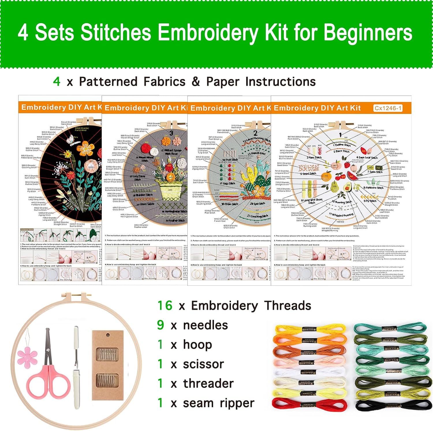 Detalle de Smart-Feather 3 Sets Mushroom Embroidery Kit for Beginners (with hoop) – DIY craft project for adults