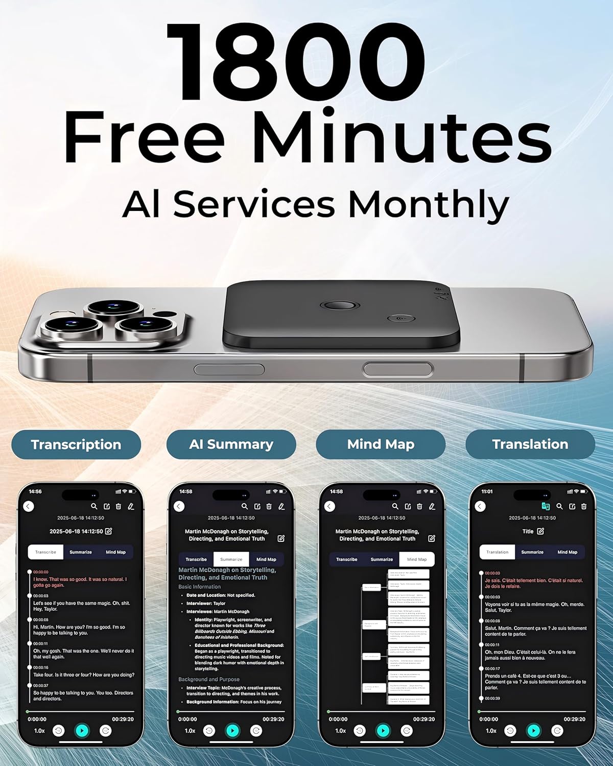 Thumbnail 1 de FoCase Note AI Voice Recorder 64GB