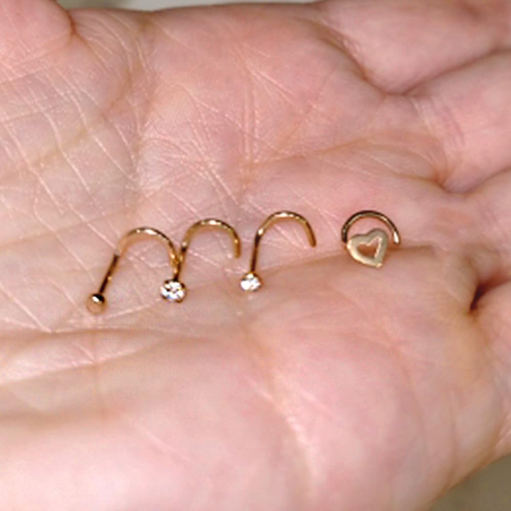 Detalle de WillTen 20G Nasenstecker Spirale Gold Diamant CZ – 12er Set aus Edelstahl, hypoallergen