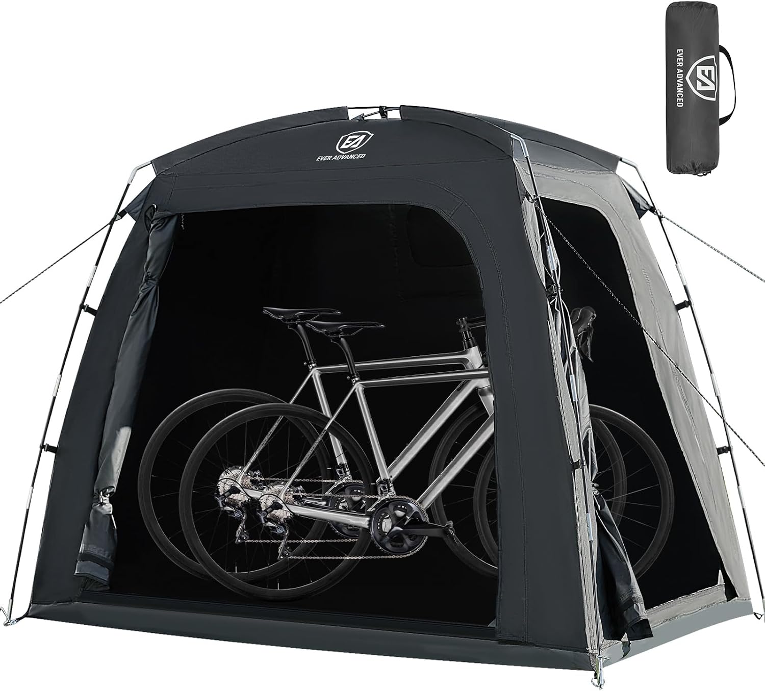 Detalle de Ever Advanced Fahrradzelt für 2–3 Fahrräder – kompakte, wetterfeste Fahrradgarage 200×120×165 cm