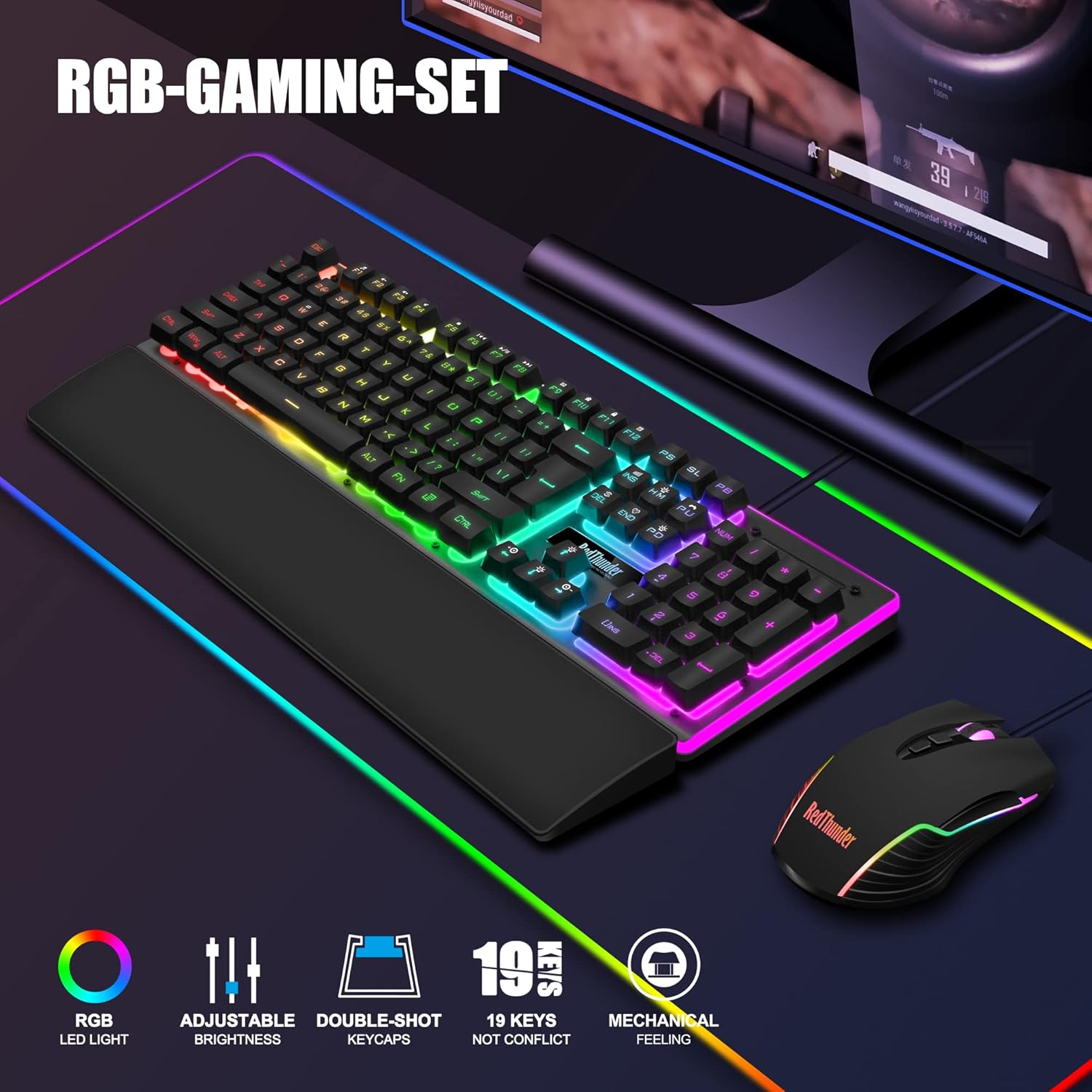 Detalle 2 de RedThunder K10 Gaming Tastatur-Maus-Set QWERTZ ⌨