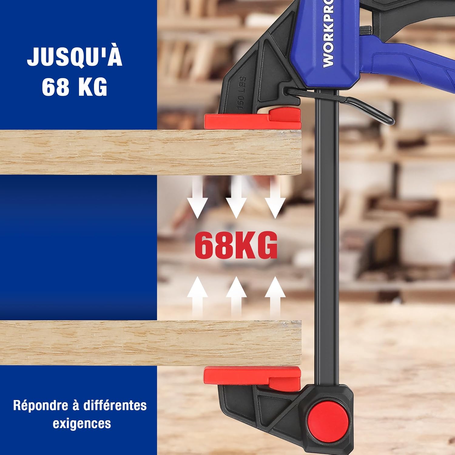 Thumbnail 6 de WORKPRO lot de 2 serre-joints à une main acier et nylon — ouverture jusqu’à 305 mm