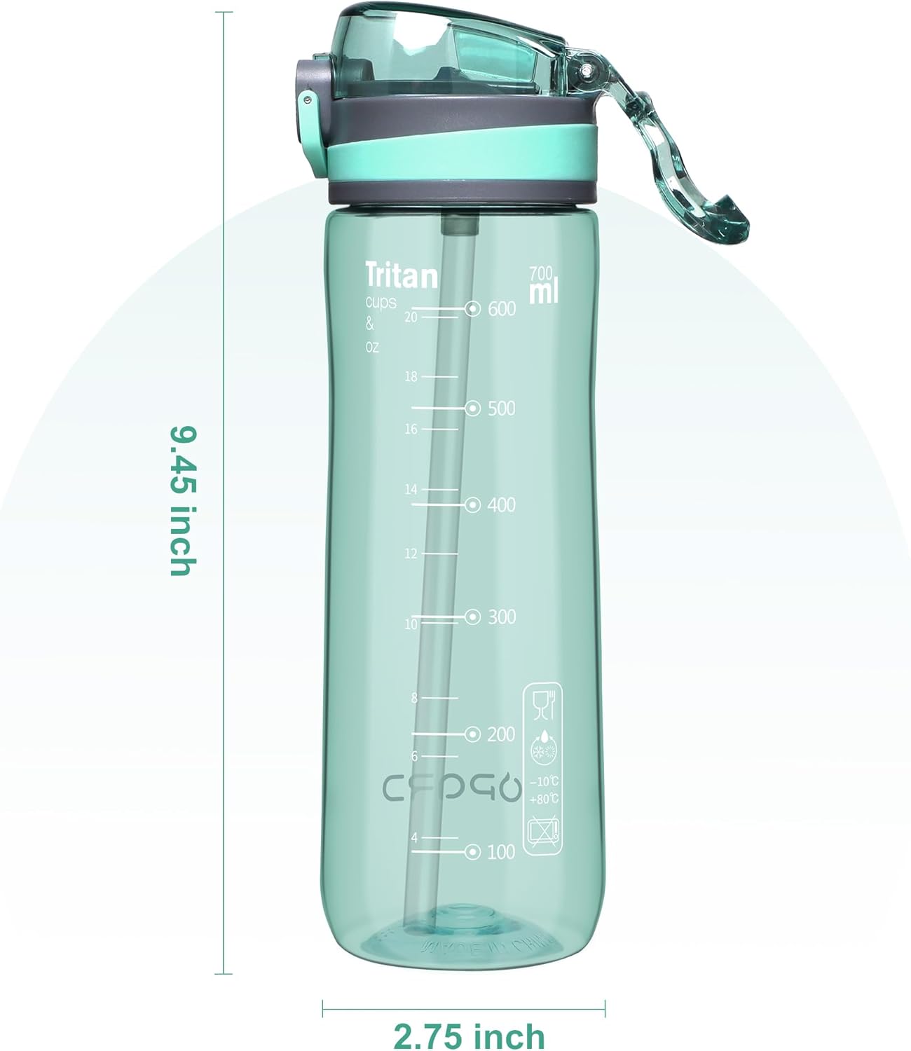 Thumbnail 2 de Opard 700 ml / 1000 ml Water Bottle with Straw Cap: BPA-Free, Dishwasher Safe, Leak-Proof