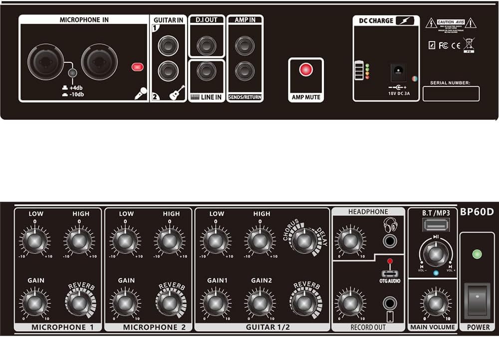 Thumbnail 5 de COOLMUSIC BP60D 120W Battery-Powered Acoustic Guitar Amplifier, 7 Inputs