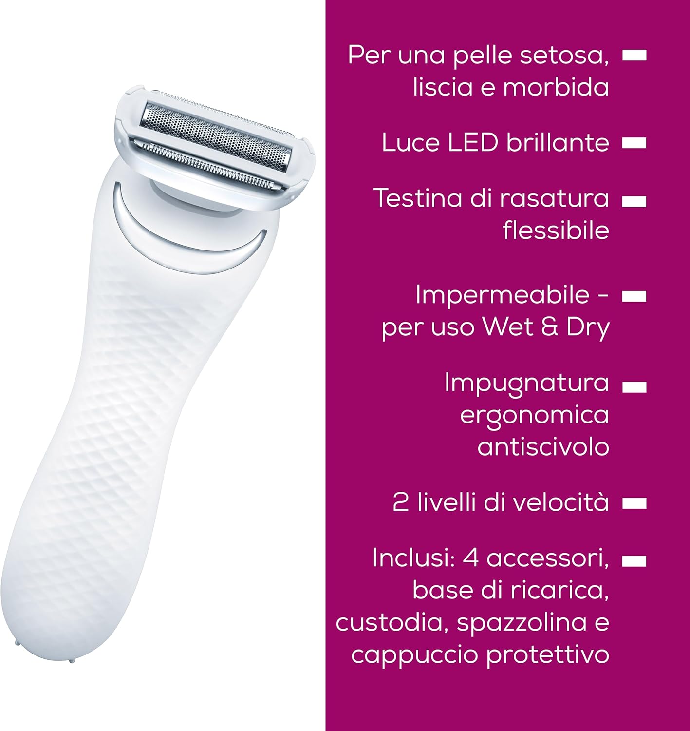 Detalle 2 de Beurer HL 36: rasoio Wet&Dry con luce LED e accessori peeling