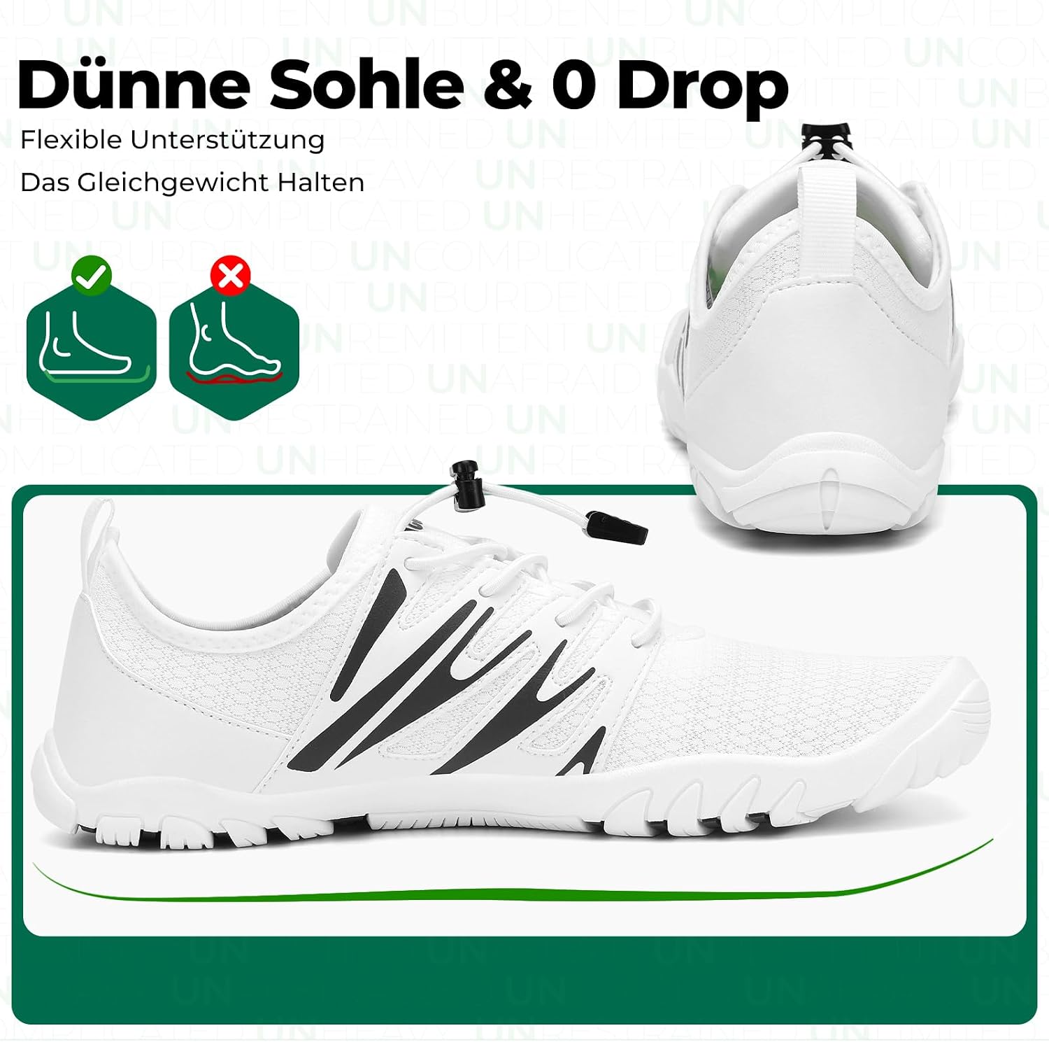Detalle de SAGUARO Herren Barfußschuhe mit breiter Zehenbox – leichte, atmungsaktive Badeschuhe (Gr. 39–48)