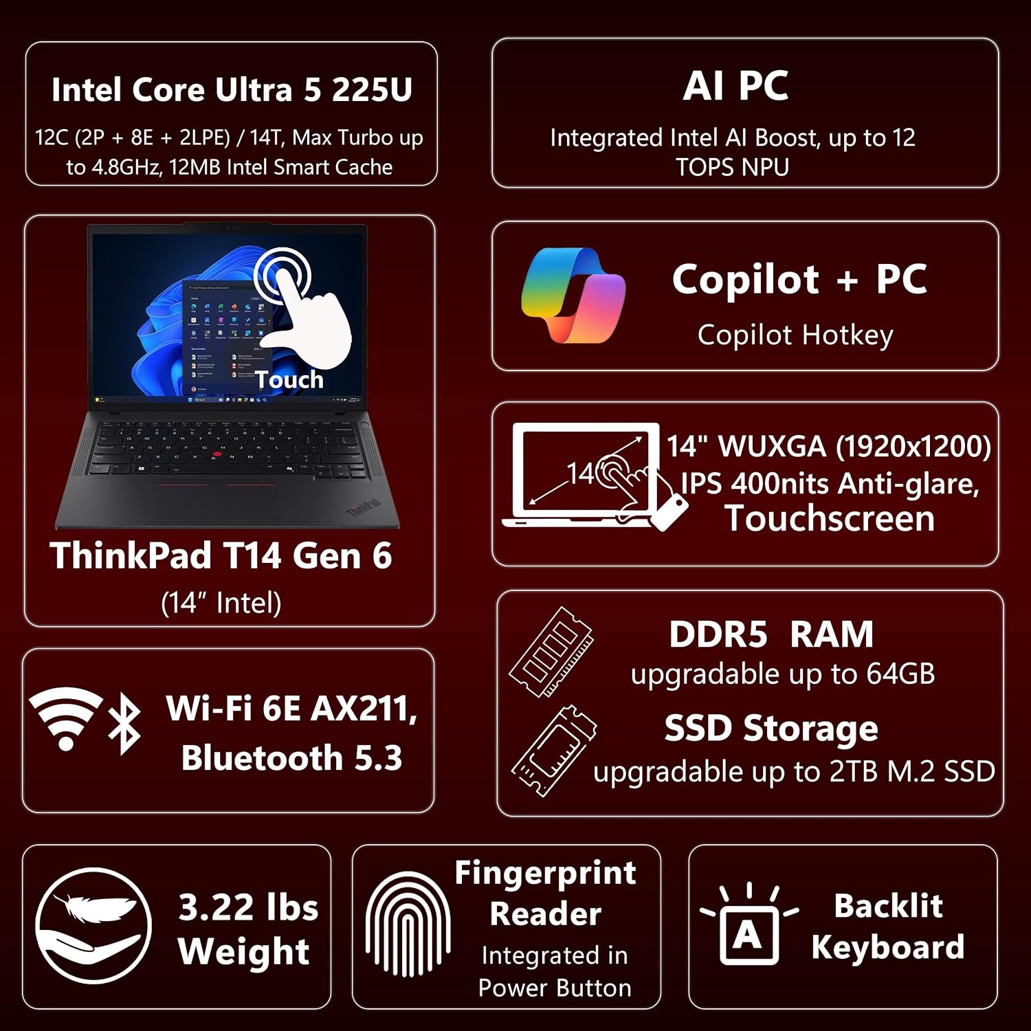 Detalle 2 de Lenovo ThinkPad T14 Gen 6 laptop