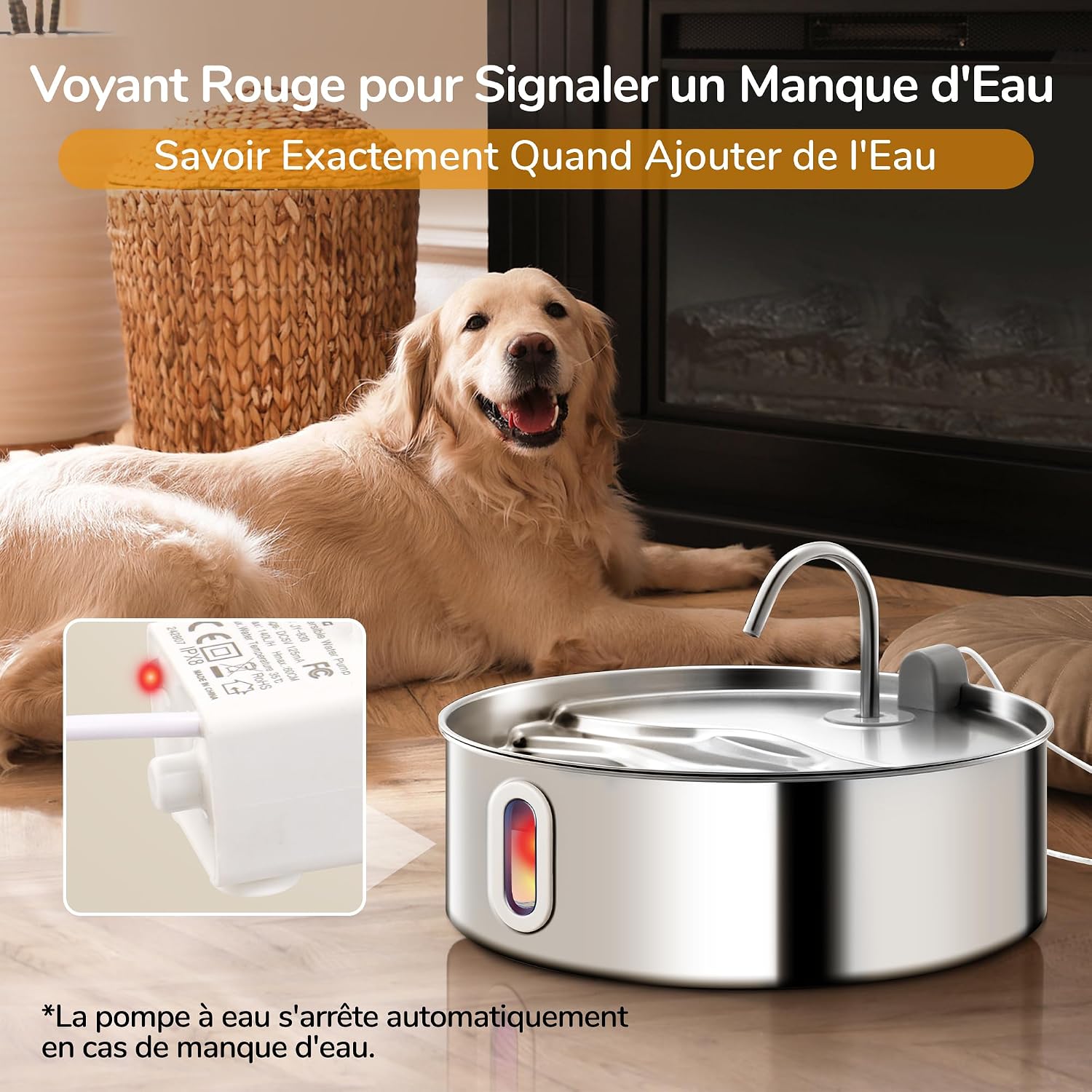 Detalle de FUKUMARU Fontaine à Eau pour Chat et Chien – 7L, Inox 304, Filtration Multicouche et Silencieuse