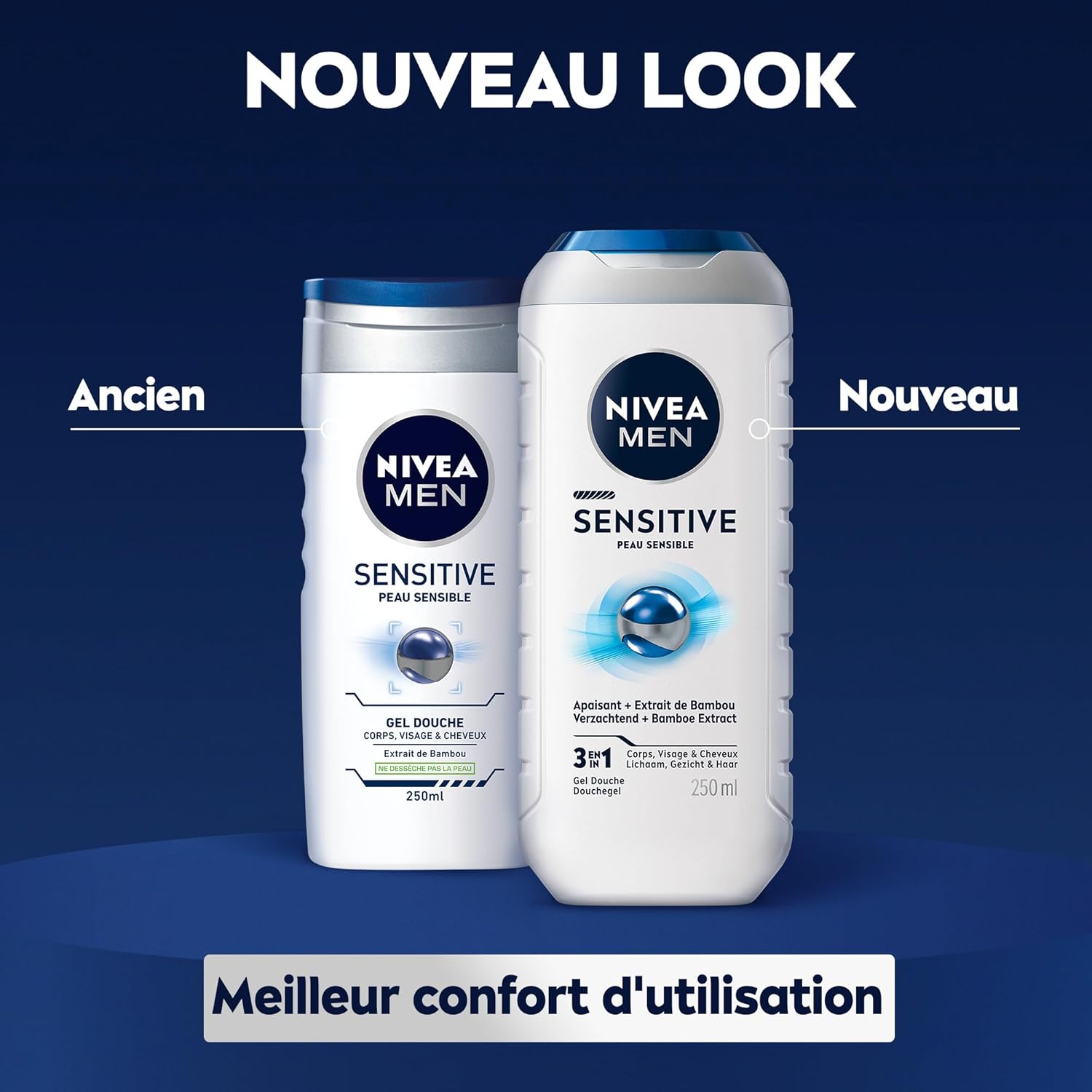 Thumbnail 3 de NIVEA MEN Gel Douche Sensitive 3-en-1 (lot 6 x 250 ml) au bambou — corps, visage & cheveux