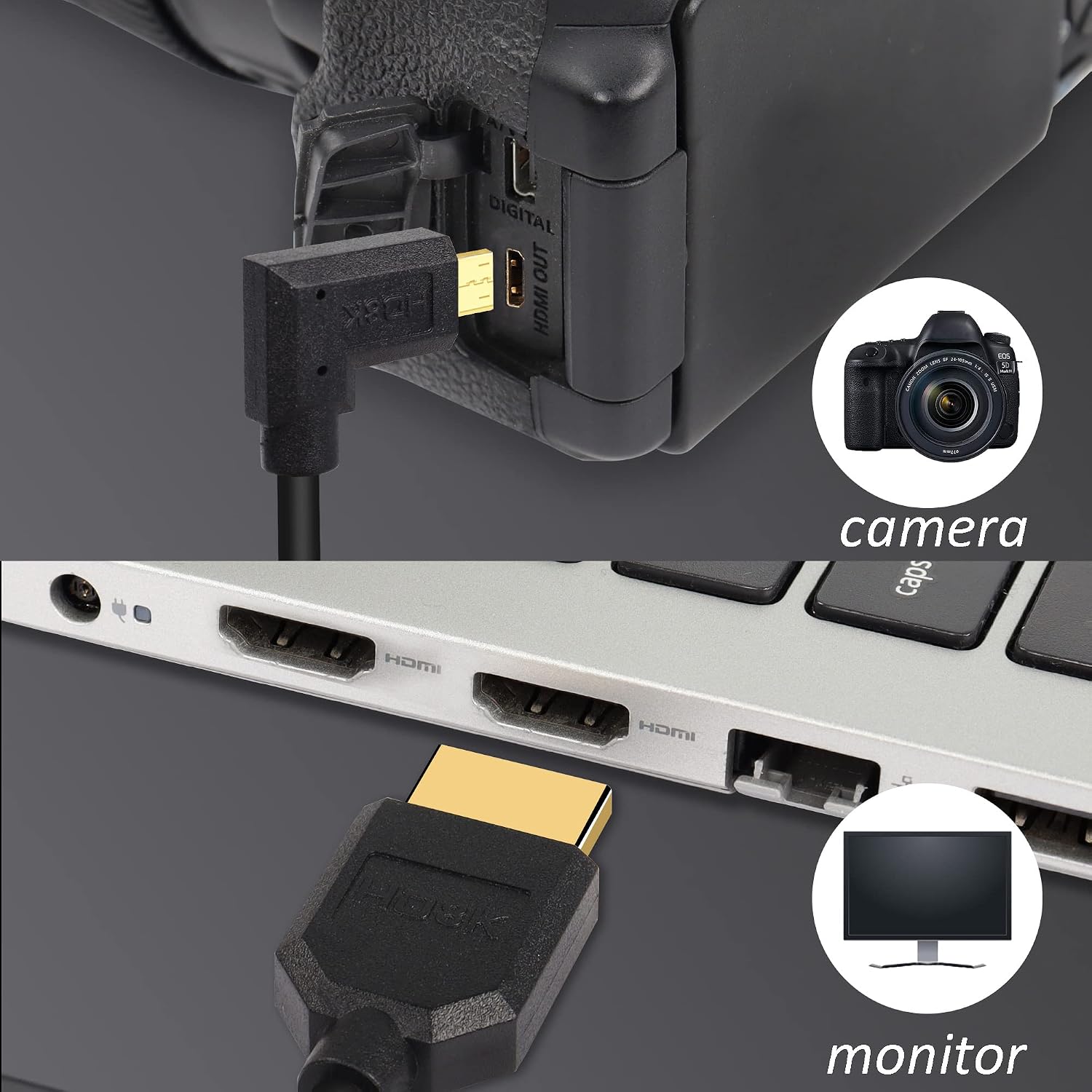 Detalle 2 de Micro-HDMI zu HDMI Kabel 0,3 m 8K