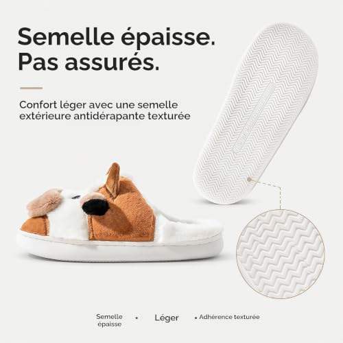 Detalle de Fadezar Chaussons fantaisie requin/vache, doublure peluche et semelle antidérapante