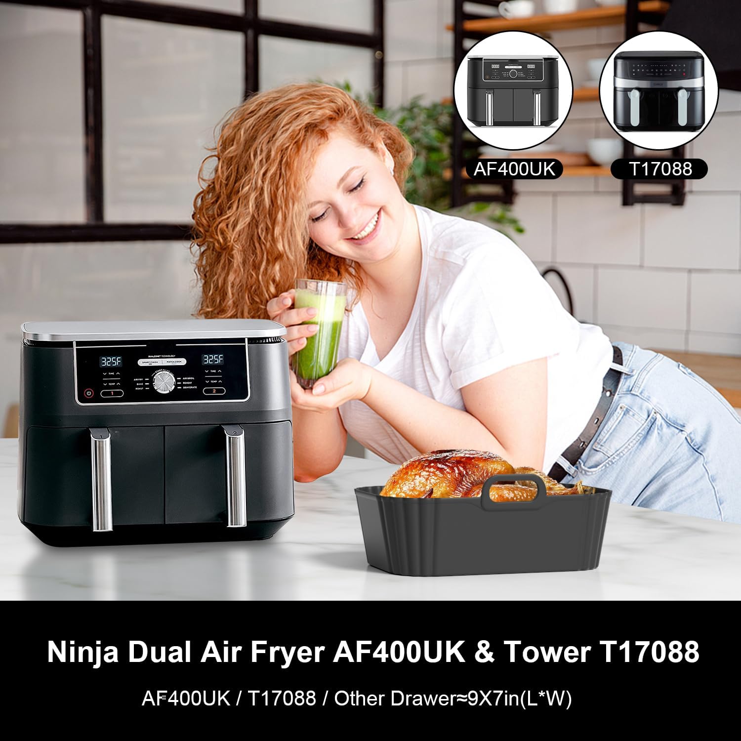Thumbnail 2 de Masgarlan Silicone Air Fryer Liners 22×15×6.8cm