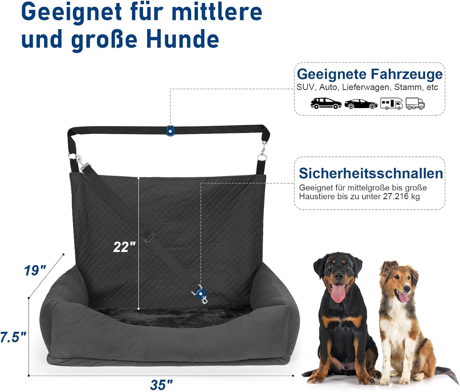 Detalle de Honey Paws Protection Voiture Chien : hamac sécurisé pour panier et siège auto