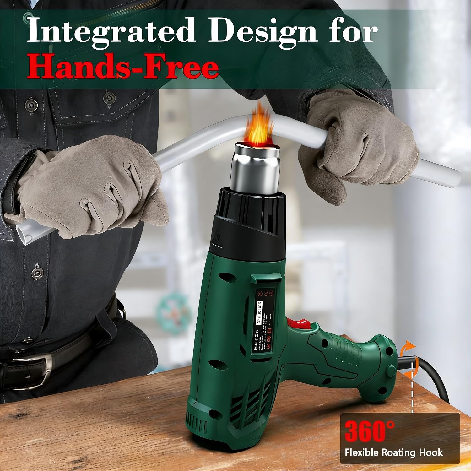 Thumbnail 4 de Heat Gun, Professional Dual-Temperature Hot Air Gun Kit (300℃/500℃) with 4 Nozzles and Overheat Protection