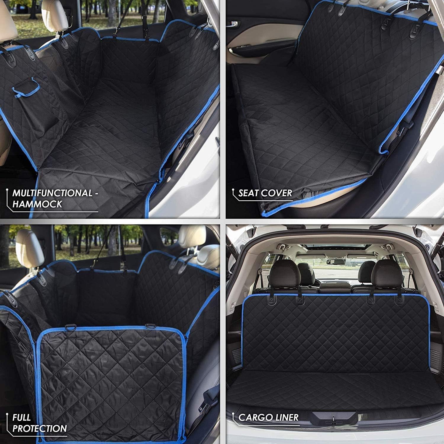 Thumbnail 2 de Dog Hammock for Car Back Seat with Mesh Window, Side Flaps & Zippered Padded Waterproof Cover