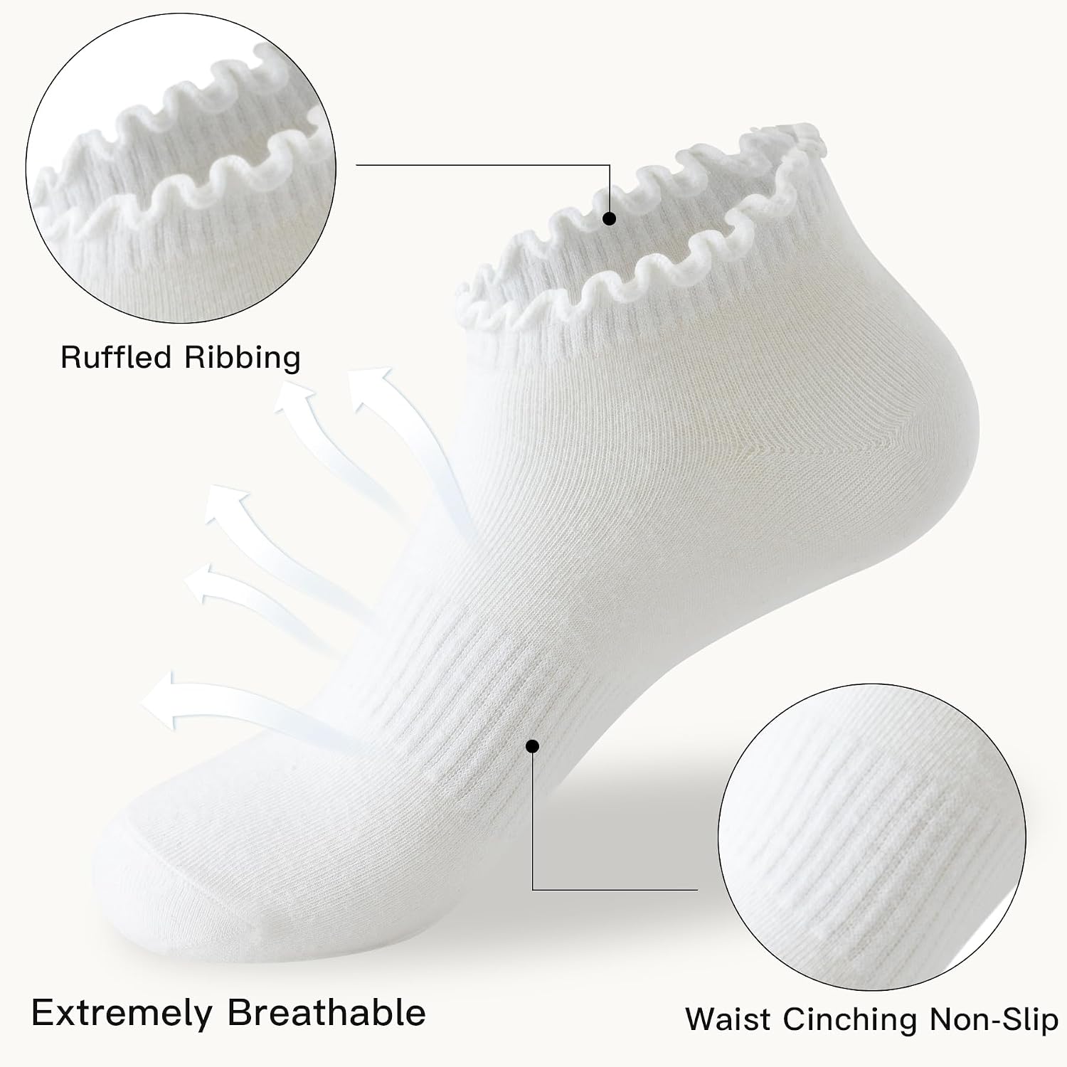 Detalle de Fandecie Women's No-Show Socks, Cotton