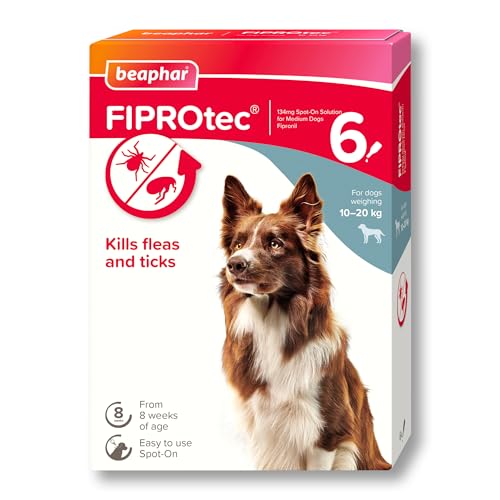 Beaphar FIPROtec Spot-On for Medium Dogs (10–20 kg) – 6 Pipettes