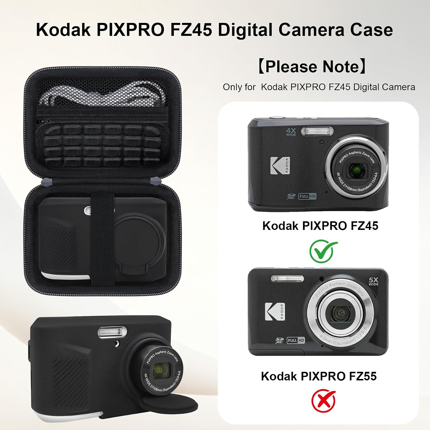 Thumbnail 1 de Elonbo Camera Case for Kodak PIXPRO FZ45: Hard Case + Silicone Cover