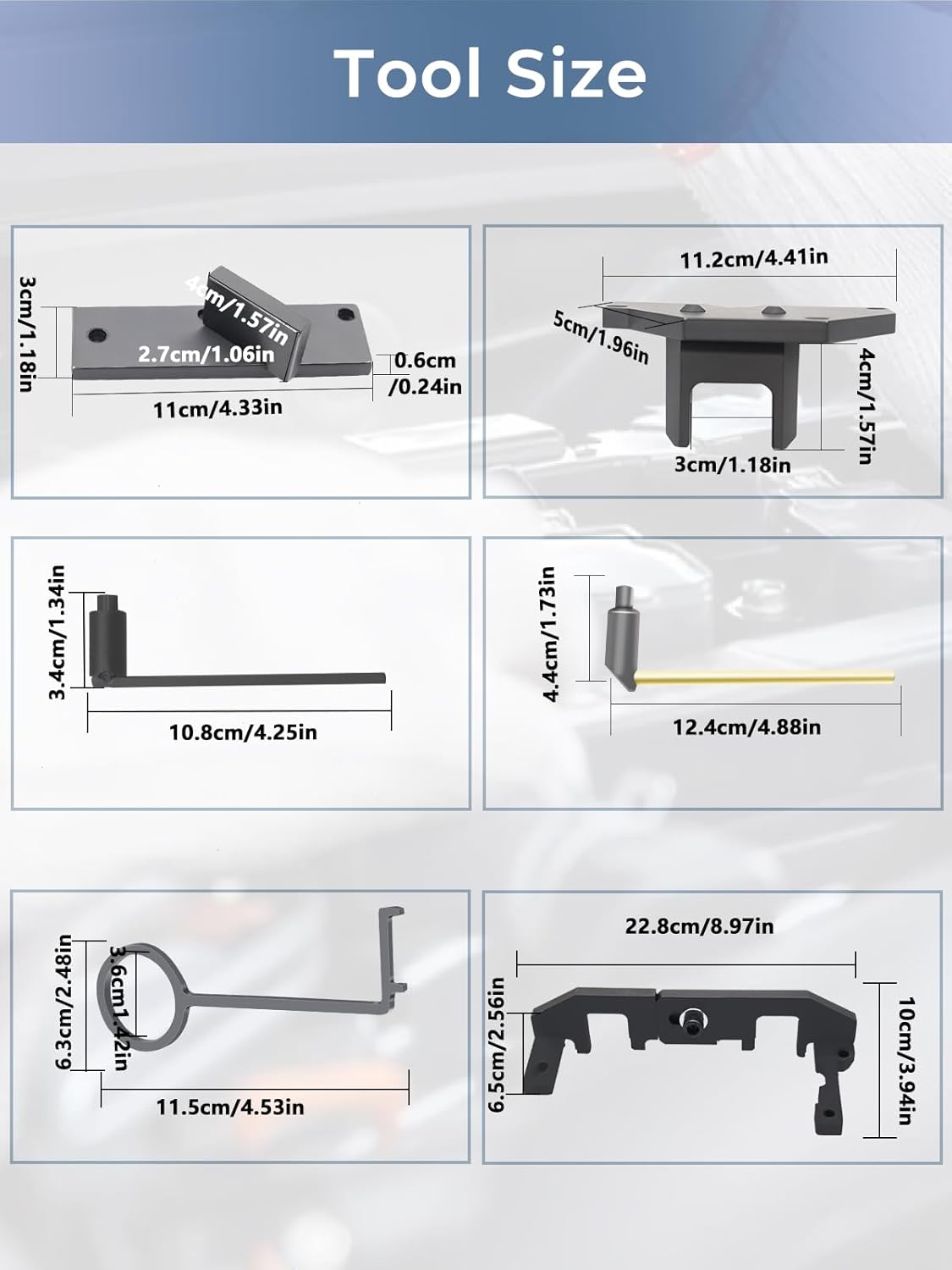 Thumbnail 5 de Kit de calage moteur Wvoillty pour courroie de distribution – outils spécifiques 1.0/1.2 VTi (VVT) / GDI PureTech – réf. 0109-2A, 109-2C, 109-2D