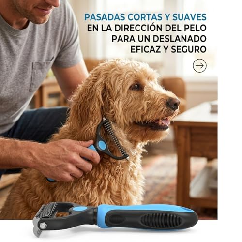 Thumbnail 2 de Cepillo KORY para perros y gatos: deslanador y quita pelos para pelo largo y corto (azul)