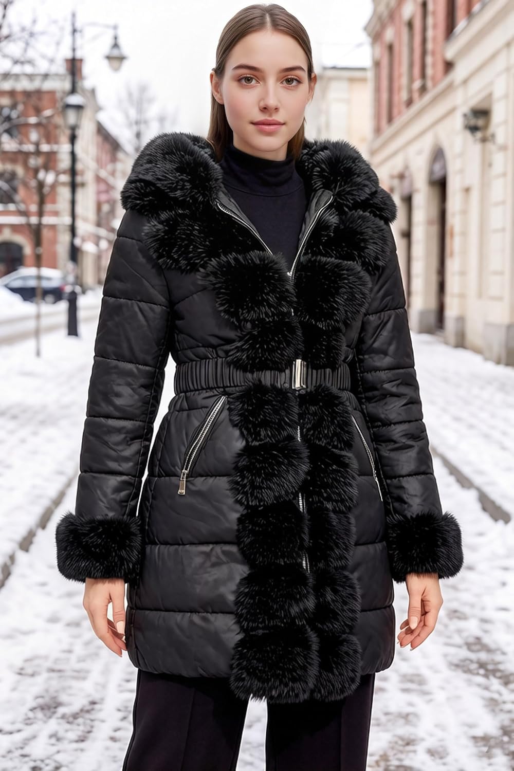 Thumbnail 2 de RISISSIDA Women Cold-resistant Winter Fur Lined Coat