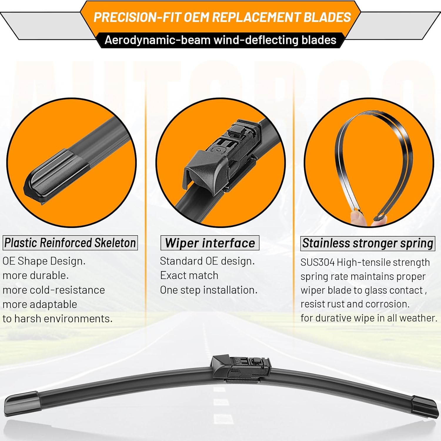 Thumbnail 3 de AUTOBOO 24" + 18" Windshield Wipers with 14" Rear Wiper Blade (Pack of 3) for Mazda CX-5/CX-9