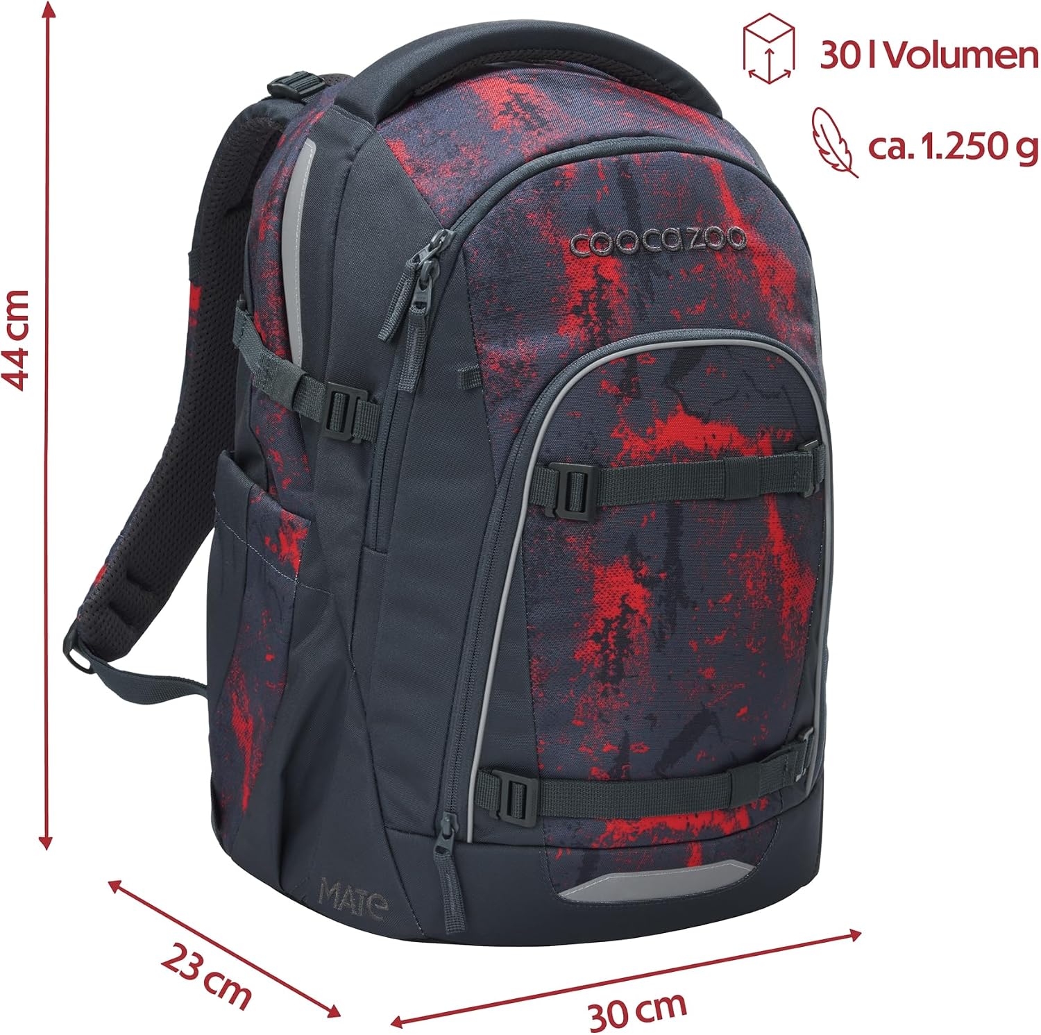 Detalle de Coocazoo Mate Schulrucksack Broken Black – Ergonomischer Tornister, 30 L, höhen- & größenverstellbar
