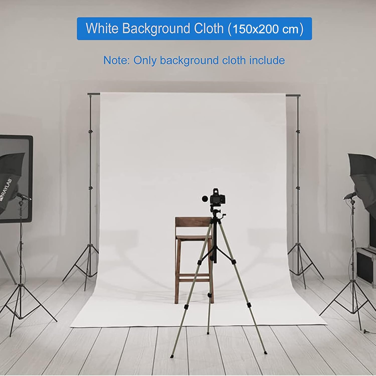 Detalle de Weißer faltbarer Fotohintergrund Bonvvie (1,8 x 2,8 m) aus Musselin & Satin
