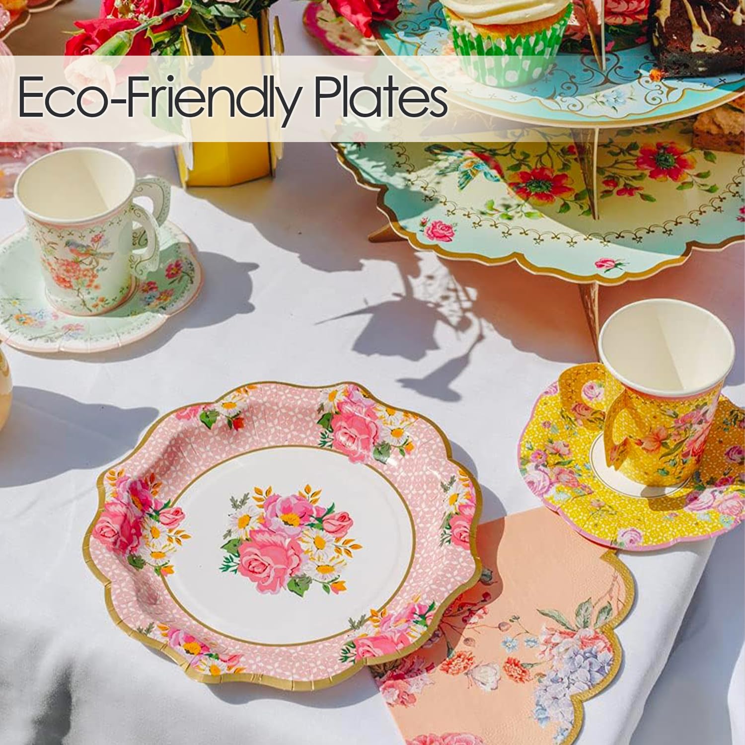Detalle 2 de Talking Tables Pack of 24 Afternoon Tea Vintage Floral Paper Plates 📅