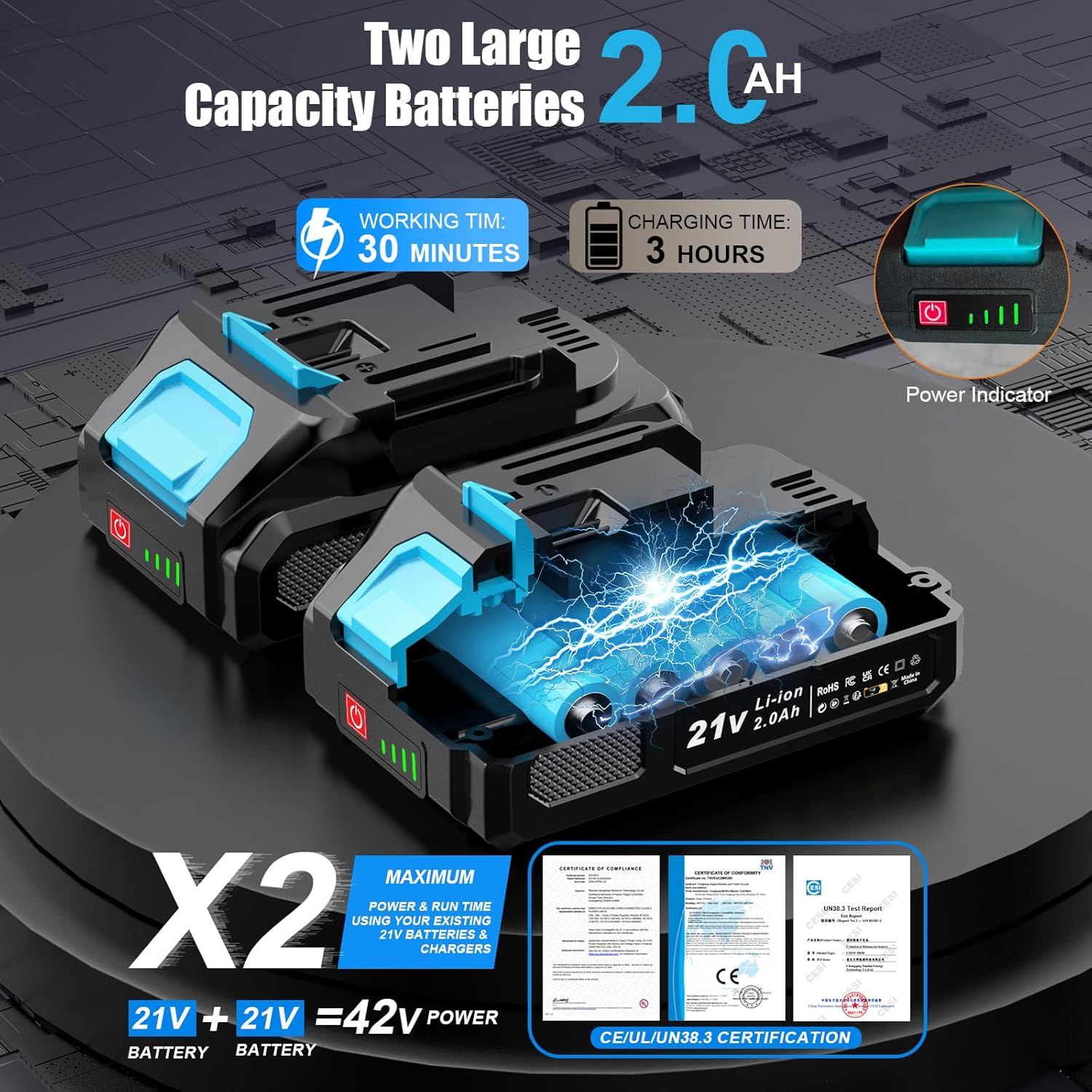 Detalle 2 de KUZUPRO Decespugliatore a Batteria 21V 400W
