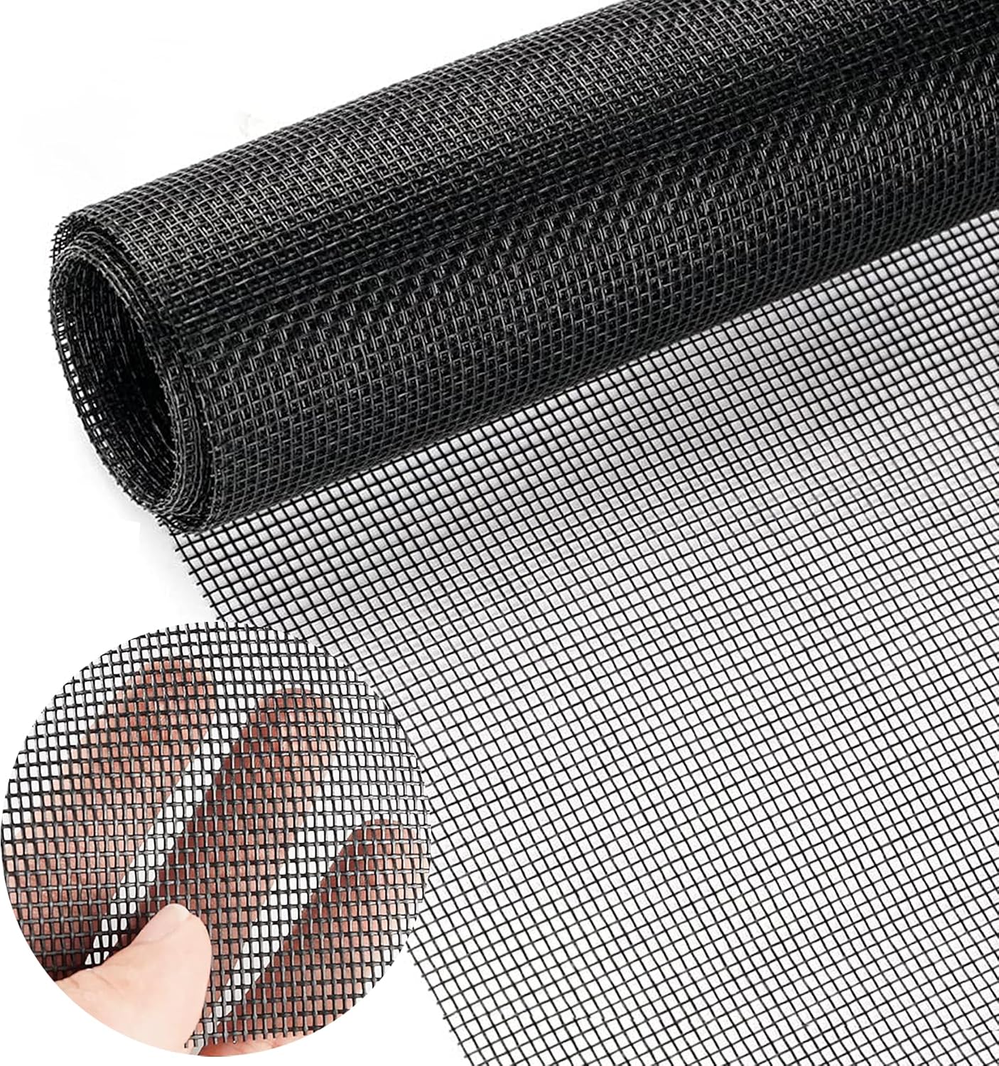 Detalle de Yiichiy Fliegennetz Meterware 120 x 250 cm (Fiberglas, schwarz) – schneidbar für Fenster & Dachfenster