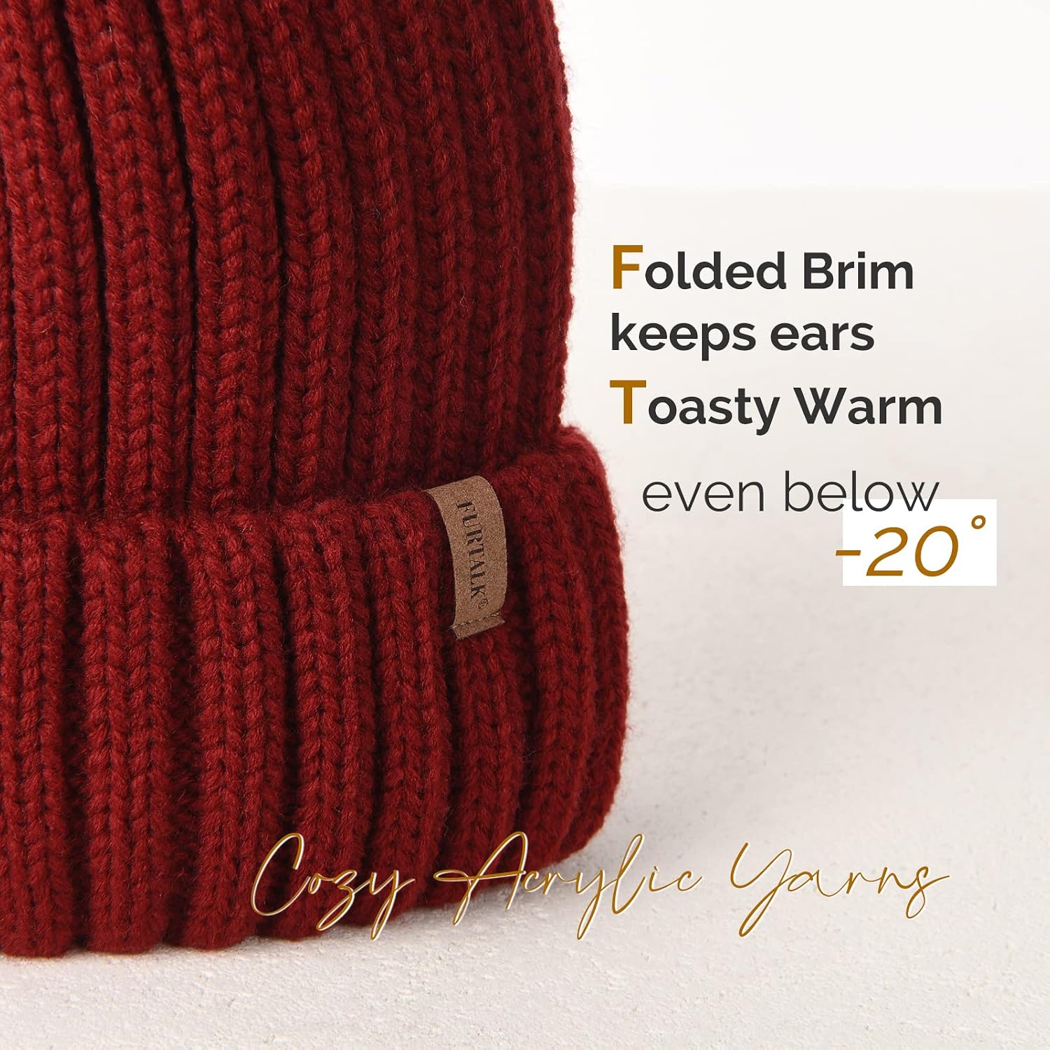 Detalle 2 de FURTALK Women's Knit Beanie, Acrylic