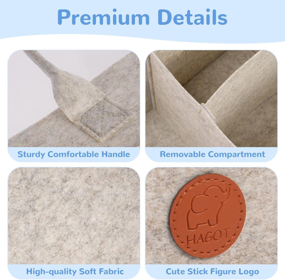 Thumbnail 4 de HAGOT organisateur de couches en feutre avec compartiment amovible, 38 × 25 × 18 cm