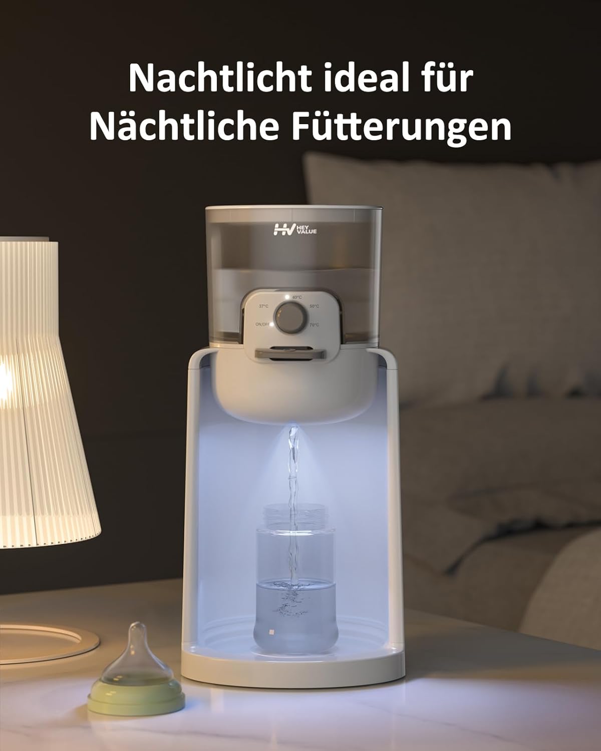 Thumbnail 6 de HEYVALUE Flaschenzubereiter für Babys & Flaschenwärmer mit Smart Thermostat – 4 Temperaturen, 72 Stunden Warmhaltefunktion, Weiß