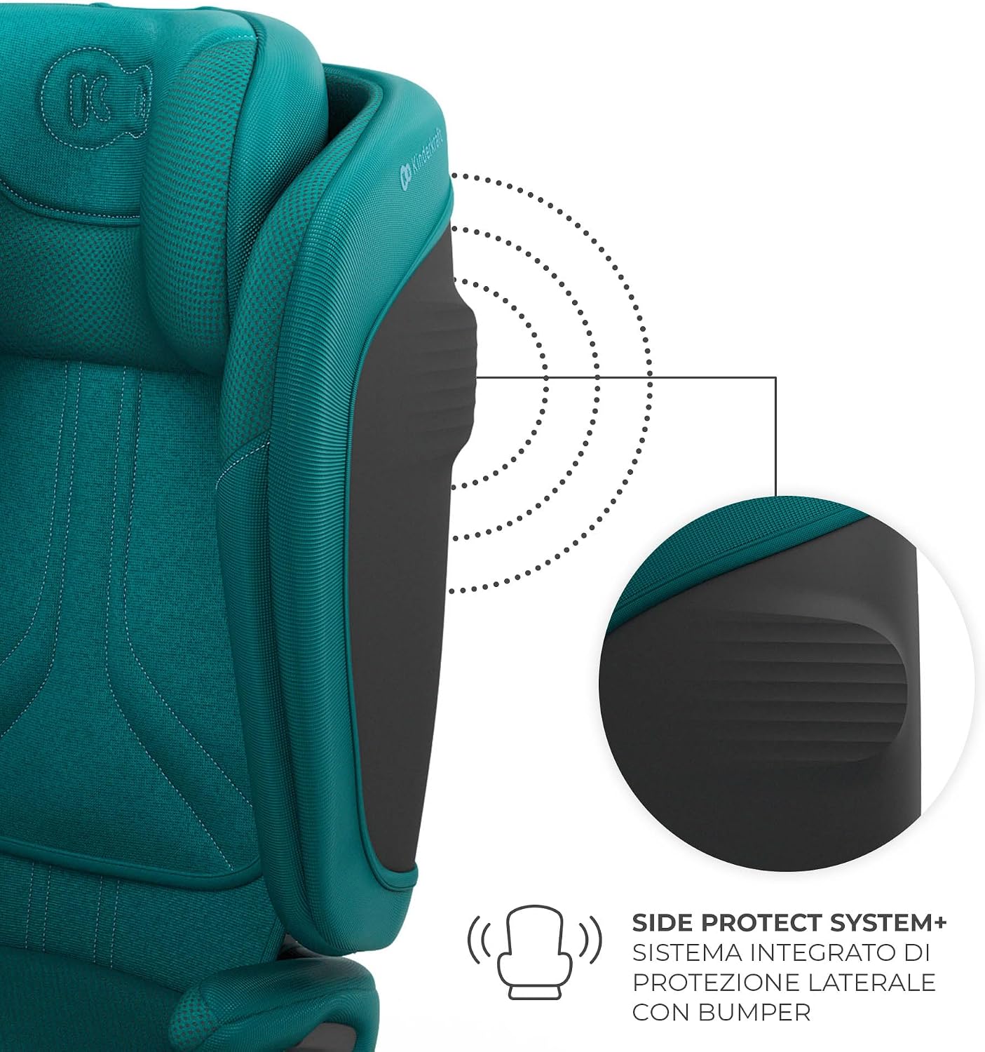 Detalle de Kinderkraft UNITY 2 i-Size: Seggiolino auto pieghevole 100–150 cm, comfort, protezione e praticità