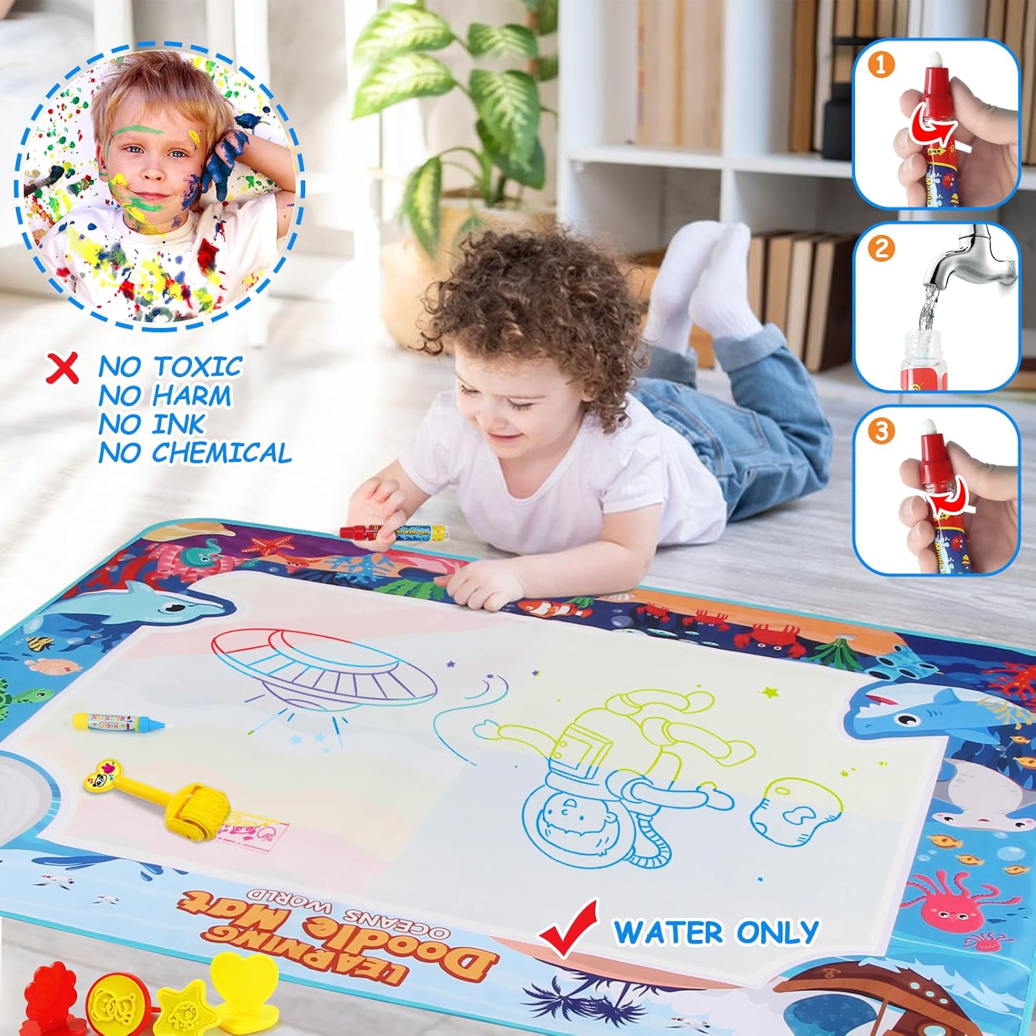 Detalle de Chellago Aqua Magic Doodle Matte – Malspaß mit Wasser für 1–6 Jahre