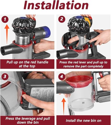 Detalle de QWYTLROX Staubbehälter Ersatz kompatibel mit Dyson V7/V8 – Komplettset mit Filter