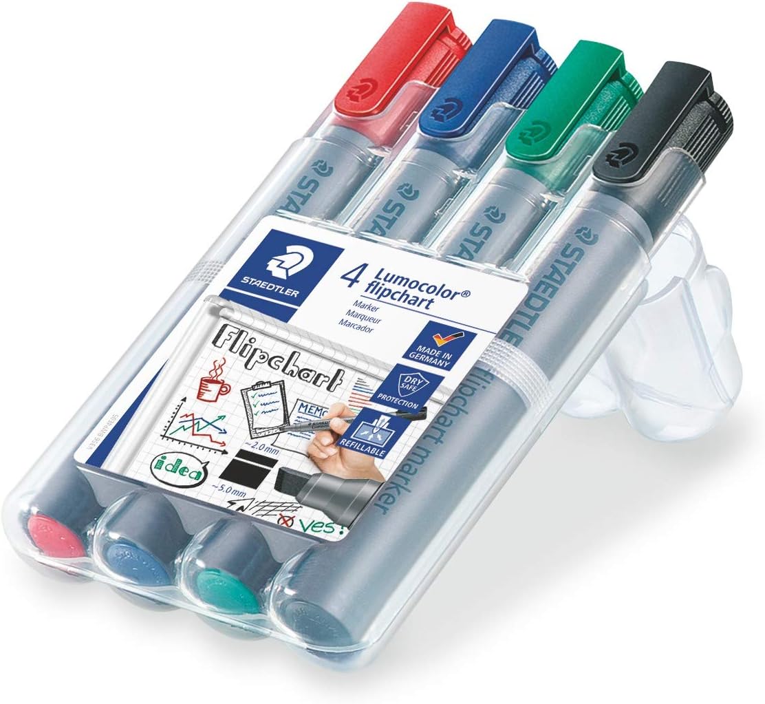 Thumbnail 1 de STAEDTLER 356 WP4 Lumocolor Flipchart Markers – Pack of 4 (Assorted Colours)