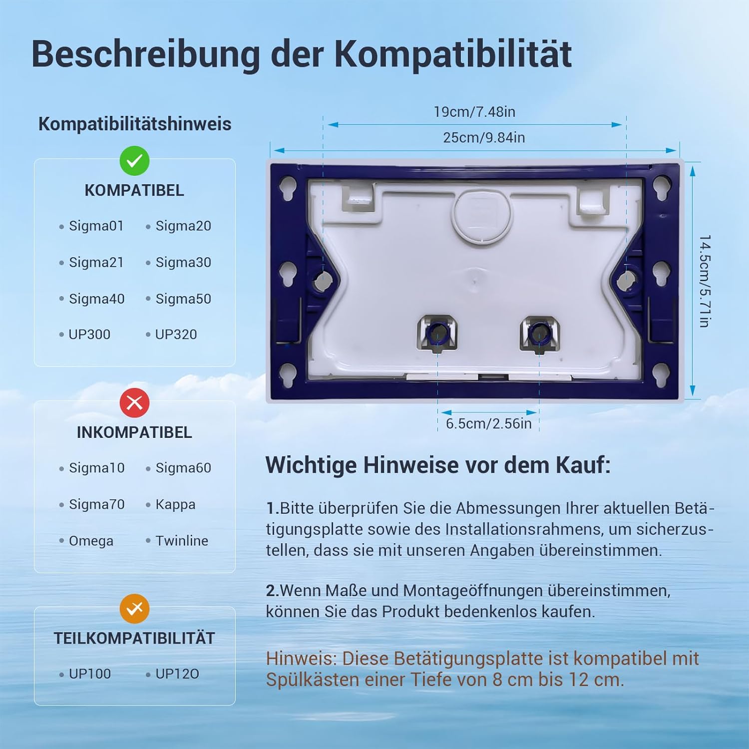 Thumbnail 5 de Mendorio WC Drückerplatte – Geberit Sigma UP300/UP320 kompatibel, Doppelspülung, matt Gold & Matt Silbergrau